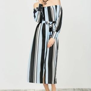 Off shoulder striped dress